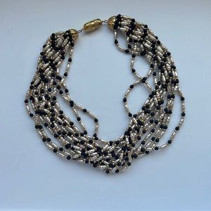 RARE Vintage Celine Pearl & Onyx Choker Necklace